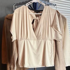 Banana Republic Cream Blouse Dramatic Tie Back